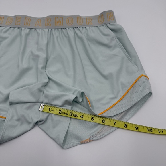 NWT Under Armour Womens Play Up Shorts 3.0 Mesh Loose Medium Mint Green Orange - Picture 8 of 9